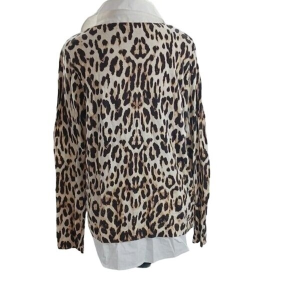 Chico's Sweater Animal Print Layered Effect Long Sleeve Knit Womens Size M - Picture 5 of 8